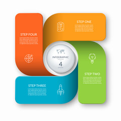 Wall Mural - modern business infographic template with 4 steps, parts, options. vector cycle diagram with place f