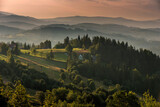 Fototapeta Krajobraz - Widok z góry Ochodzita w Beskidzie Śląskim w Polsce