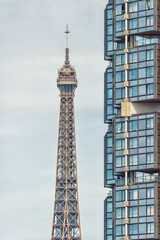 Wall Mural - the eiffel tower viewed from the beaugrenelle district in paris city