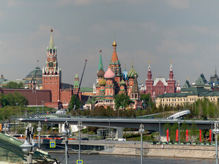 MOSCOW - JULE 25: Fragment of floating bridge Zaryadye Park in Moscow against the sky on Jule 25, 2019 in Moscow, Russia