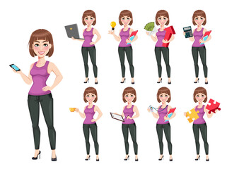 Sticker - Cute cartoon businesswoman in casual clothes