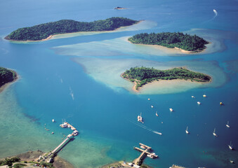 Wall Mural -  Aerial view of Shute Harbour and Whitsunday islands on the Queensland coast, Australia.