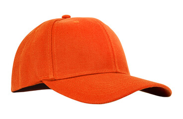Closeup of the fashion orange cap isolated on white background.