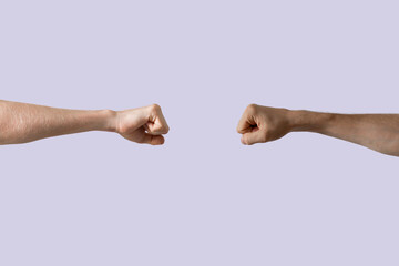 two people make fist bump, friendship and relationship concept