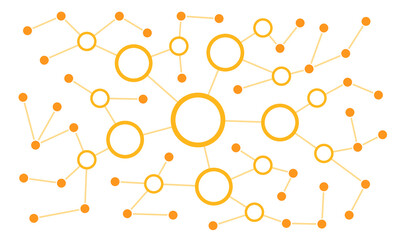 Leinwandbilder - Layout network connected dots and lines background template. Technology linked global digital database graphic vector.