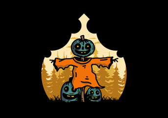 Wall Mural - Scary halloween pumpkin illustration design