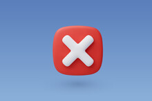3d Vector Wrong Checkmark Box, Disapprove Or Wrong Choice Concept.
