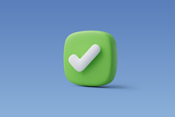 3d vector right checkmark box, approvement concept.