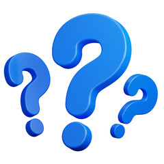 blue question mark to find answer on transparent background. 3D Illustration