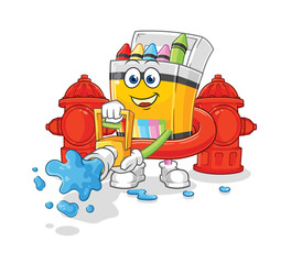 Poster - crayon firefighter vector. cartoon character