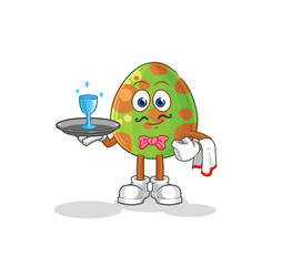 Sticker - dinosaur egg waiter cartoon. cartoon mascot vector