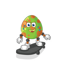 Poster - dinosaur egg riding skateboard cartoon character vector