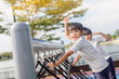 © FAMILY STOCK - Little school kids climbing in the school playground.