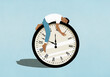 © fStop - Man sleeping on top of clock