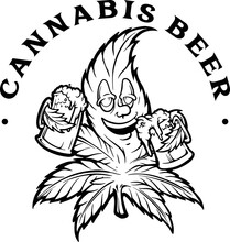 Cannabis Leaf Joint Beer Silhouette Vector Illustrations For Your Work Logo, Mascot Merchandise T-shirt, Stickers And Label Designs, Poster, Greeting Cards Advertising Business Company Or Brands.