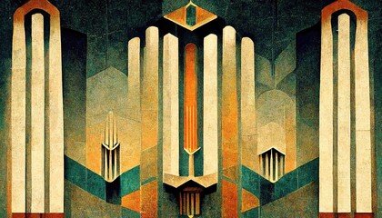 Wall Mural - art deco style abstract color background illustration