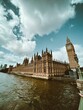 Palace of Westminster and Big Ben from the seaside, vertical, wide angle