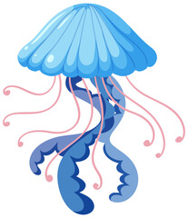 Sticker - Jellyfish in cartoon style