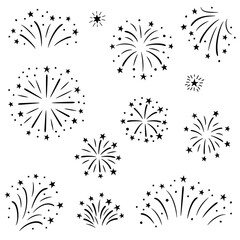 Wall Mural - black fireworks illustration set