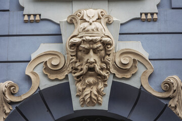 Canvas Print - Details of apartment house in historic part of Bielsko-Biala, Poland