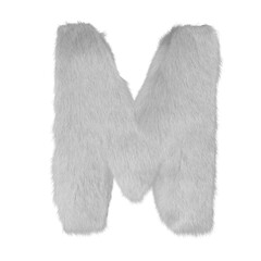 Symbol made of white fur. letter m