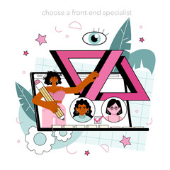 Wall Mural - back end development online service or platform. software development