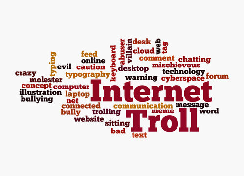 Word Cloud with INTERNET TROLL concept, isolated on a white background