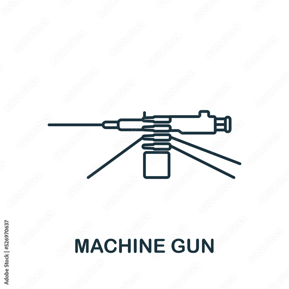 Machine Gun icon. Line simple line Weapon icon for templates, web ...