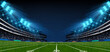 American football stadium vector illustration. Football field. Sport background. Match result template.