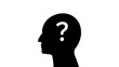 head silhouette with question mark, on the white background, thinking, creativity, solving problems