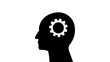 head silhouette with gears, on the white background, thinking, creativity, solving problems