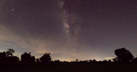 Wall Mural - milky way galaxy exploration through outer space towards glowing milky way galaxy. 4k looping animat