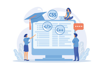 Wall Mural - programming languages learning. software coding courses, website development class, script writing. 