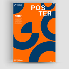 Bauhaus inspired graphic design of vector poster mockup created with vector abstract elements, lines and bold geometric shapes, useful for poster art, front page design, decorative prints.