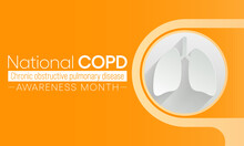 COPD Awareness month is observed every year in November, is the name for a group of lung conditions that cause breathing difficulties. Vector illustration