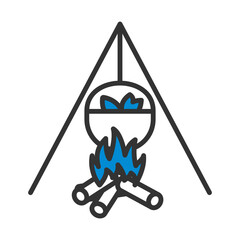 Sticker - Icon Of Fire And Fishing Pot