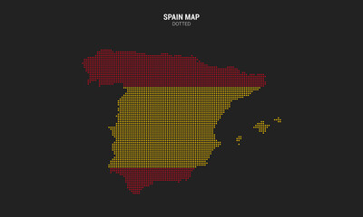 Dotted spain map vector illustration isolated on dark background