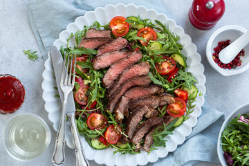 Wall Mural - beef steak and  vegetable salad