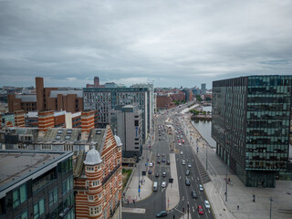 Wall Mural - The Strand in Liverpool - aerial view over the city - travel photography