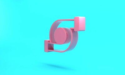 Sticker - Pink Automotive turbocharger icon isolated on turquoise blue background. Vehicle performance turbo. Turbo compressor induction. Minimalism concept. 3D render illustration