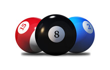 PNG Graphic Of Three Billiard Balls 3D Render Isolated