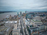 Fototapeta Londyn - Aerial view over the city of Liverpool - travel photography