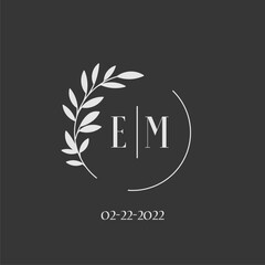 Wall Mural - Initial letter EM wedding monogram logo design inspiration