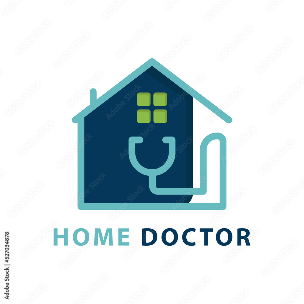 medical Home doctor logo with stethoscope symbol