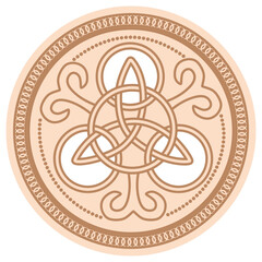 Wall Mural - Celtic Trinity Knot. Pendant. Beige trendy, design with runes