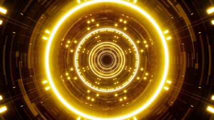 Wall Mural - Yellow Light Circle Tunnel