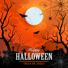 Wall Mural - Happy halloween background template with pumpkin
