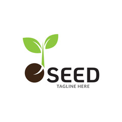 Wall Mural - Growing seed logo design template. Fit for wheat farm, natural harvest, agronomy, rural country farming field