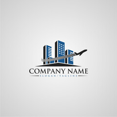 Building Tourism Real Estate Blue Logo Company