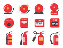 Red Fire Alarm Bell Icon. An Electric Bell Sounds To Alert You In The Event Of A Fire.